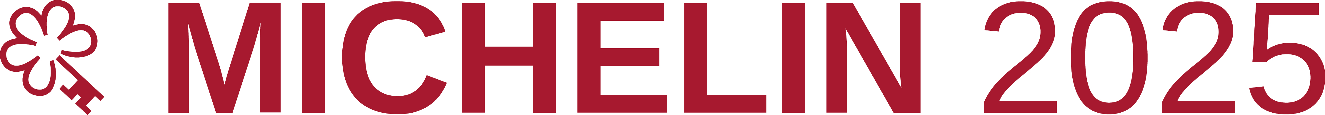 A logo featuring a stylized key and flower icon, with the text 'MICHELIN 2025' written in red